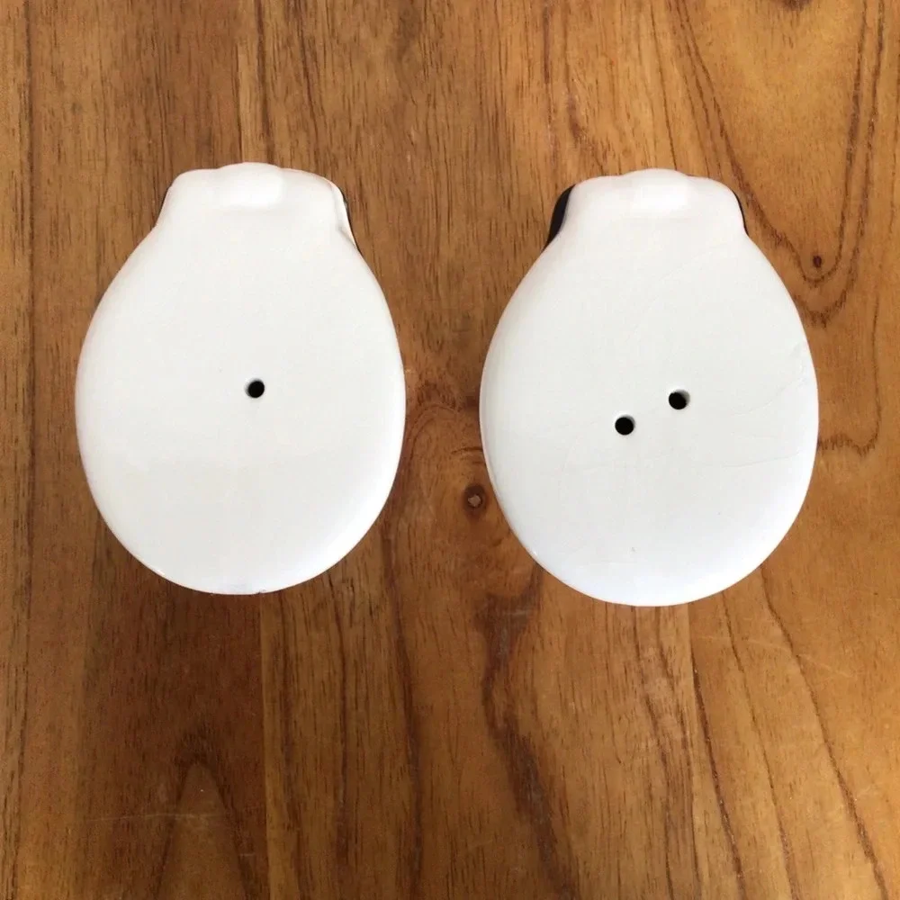 Vintage Hand Painted Black and White Ceramic Toilet Salt and Pepper Shaker Pair